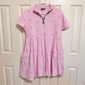 SOLD {RARE} Lazy Oaf Happy Sad Face Pink Dress